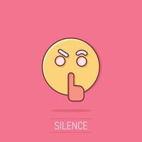 icône calme dans le style comique. illustration de vecteur de dessin animé de silence sur fond isolé. concept d'entreprise de signe d'effet d'éclaboussure de silence.