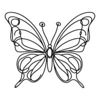 ai généré papillon contours griffonnage silhouettes élément vecteur illustration sur blanc Contexte un continu noir ligne main dessin de monarque papillon en volant