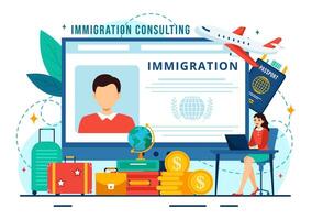 immigration consultant vecteur illustration avec conseils assistance pour fournir Conseil à gens qui volonté faire le bouge toi dans plat Contexte