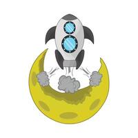 illustration de fusée et lune vecteur