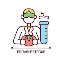 icône de couleur rgb analyste alimentaire. scientifique de l'alimentation. testeur de sécurité nutritionnelle. travailleur de laboratoire chimique. spécialiste de la biologie et des sciences. illustration vectorielle isolée. dessin au trait rempli simple. trait modifiable vecteur