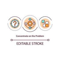 se concentrer sur l'icône de concept de problème. stratégie intelligente pour résoudre le problème. stratégie de gestion des conflits idée abstraite fine ligne illustration. dessin de couleur de contour isolé de vecteur. trait modifiable vecteur