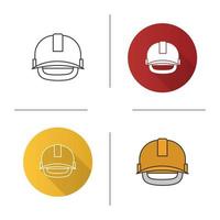 icône de casque de sécurité industrielle. design plat, styles linéaires et de couleur. casque. illustrations vectorielles isolées vecteur