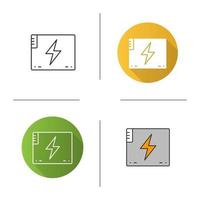 icône de batterie d'accumulateur. design plat, styles linéaires et de couleur. batterie de caméra d'action. illustrations vectorielles isolées vecteur