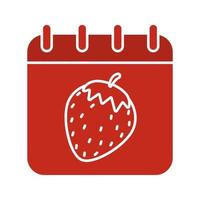 icône de couleur de glyphe de la journée internationale du sexe. page de calendrier avec fraise. symbole de la silhouette sur fond blanc. espace négatif. illustration vectorielle vecteur