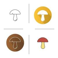 icône de champignon. design plat, styles linéaires et de couleur. illustrations vectorielles isolées vecteur