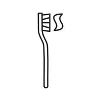 brosse à dents avec icône linéaire de dentifrice. dentifrice. produits d'hygiène personnelle. illustration de la ligne mince. articles de toilette. symbole de contour. dessin de contour isolé de vecteur