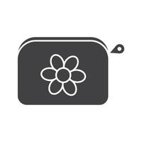 icône de glyphe de sac cosmétique. symbole de silhouette. sac à main avec fleur. espace négatif. illustration vectorielle isolée vecteur