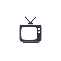 tv avec antenne, ancienne icône de télévision sur blanc vecteur