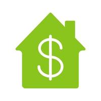 icône de couleur de glyphe d'achat de propriété. maison avec signe dollar à l'intérieur. maison à vendre. symbole de la silhouette sur fond blanc. espace négatif. illustration vectorielle vecteur