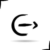 icône flèche droite. symbole d'ombre portée. coup de pinceau d'encre. illustration vectorielle isolée vecteur