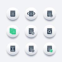 rapports, document, icônes de compte vecteur