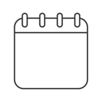 icône linéaire de calendrier. illustration de la ligne mince. page blanche de calendrier de reliure. symbole de contour. dessin de contour isolé de vecteur