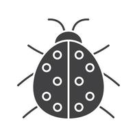 icône de glyphe de coccinelle. symbole de silhouette. coccinelle. espace négatif. illustration vectorielle isolée vecteur