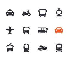 ensemble d'icônes de transport de passagers vecteur