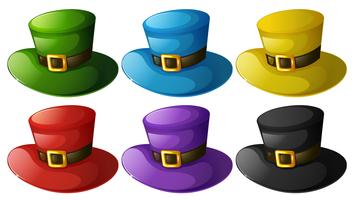 Des chapeaux de six couleurs différentes vecteur