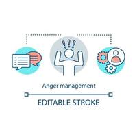 icône de concept de gestion de la colère. illustration de la ligne mince de l'idée de calme. moyens de contrôler les émotions négatives. sentiment de retenue. faire face à la colère. dessin de contour isolé de vecteur. trait modifiable vecteur