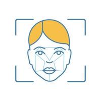 icône de couleur d'analyse d'empreinte faciale. logiciel de reconnaissance faciale. analyse d'identité de visage. identification biométrique. illustration vectorielle isolée vecteur