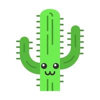 icône de couleur grandissime design plat saguaro. cactus avec un visage souriant. cactus sauvages. fleur sauvage américaine. plante tropicale heureuse. plante d'appartement. plante succulente. illustration vectorielle vecteur