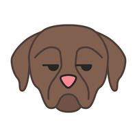 Rottweiler mignon personnage vectoriel kawaii. chien avec museau non amusé. chien domestique malheureux. animal avec les yeux tournés vers le côté. emoji drôle, autocollant, émoticône. illustration de couleur de dessin animé isolé