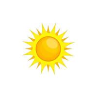 soleil isolé de dessin animé. illustration de soleil jaune, icône, logo, élément de conception. illustration vectorielle plane. vecteur