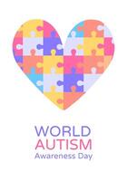 monde autisme conscience journée bannière avec puzzle cœur. vecteur
