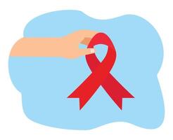main geste donnant rouge ruban pour le respect monde cancer journée ou conscience cancer vecteur