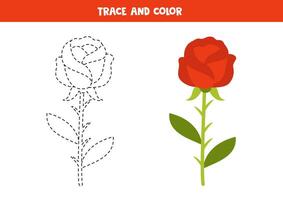 trace et Couleur dessin animé rouge Rose. imprimable feuille de travail pour les enfants. vecteur