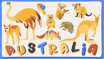 vecteur ensemble de mignonne australien animaux avec caractères