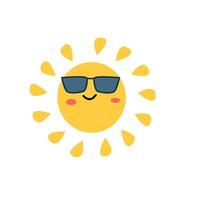 été Soleil personnage avec des lunettes de soleil vecteur