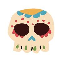 mexicain crâne avec populaire ornement isolé icône, de face vue vecteur