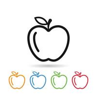 Pomme icône vecteur. Pomme fruit symbole illustration. Pomme ligne icône vecteur
