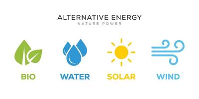 alternative énergie sources logo. modèles pour renouvelable énergie ou écologie logos. la nature Puissance symboles. Facile Icônes de alternative énergie sources. vecteur