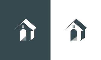 Facile et Créatif réel biens logo conception. maison logo conception avec escaliers à l'intérieur vecteur