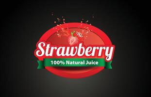 fraise jus logo ou étiquette vecteur modèle