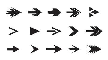 icônes de flèches vectorielles noires, jeu d'icônes de flèche, jeu d'icônes noires de symbole de flèche. vecteur