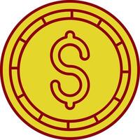 dollar pièce de monnaie ancien icône vecteur
