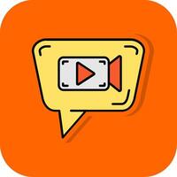 vidéo bavarder rempli Orange Contexte icône vecteur