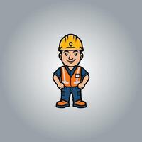 logo construction ouvrier plat personnage vecteur