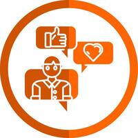 social engagement glyphe Orange cercle icône vecteur