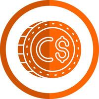 canadien dollar glyphe Orange cercle icône vecteur