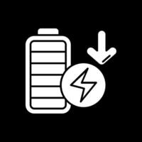 faible batterie glyphe inversé icône vecteur