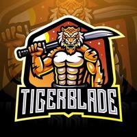 tigre avec logo mascotte esport lame vecteur