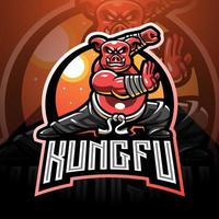 création de logo mascotte cochon kungfu esport vecteur