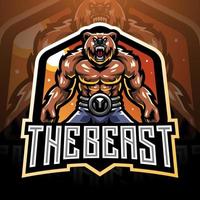 logo mascotte ours combattant esport vecteur