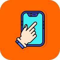 toucher dispositif rempli Orange Contexte icône vecteur