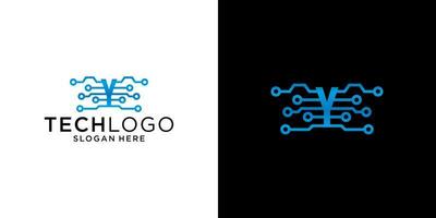 modèle de conception de technologie de logo y vecteur