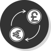 devise échange glyphe gris cercle icône vecteur