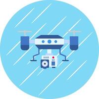 caméra drone plat bleu cercle icône vecteur
