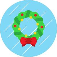 Noël couronne plat bleu cercle icône vecteur